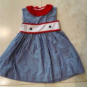 Sal&Pimenta Spanish  Brand- Navy Stripe with Red Trim Dress